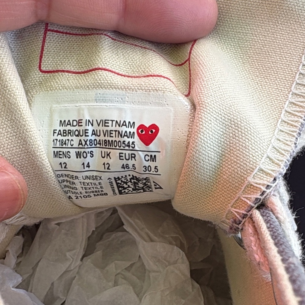 Converse Unisex Comme des Garcons shoes size 12 - Picture 7 of 13